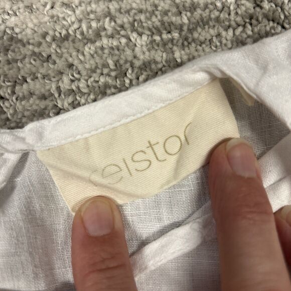 Reistor Top Womens Large 100% Hemp White Short Sleeve Vacation Resort Shirt - Picture 2 of 7